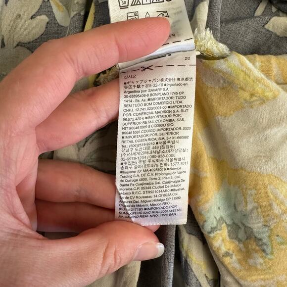 GAP Soft Fit & Flare Dress S Navy Floral Yellow Rayon Summer Spaghetti Strap - Picture 8 of 10